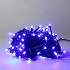 빛나라닷컴 LED 100P +전원코드 크리스마스 트리전구 검정선 줄조명, 청색100P + 점멸기 전원코드선