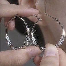 Cle.v 블링블링 화려한 시크 섹시 클럽 파티 큐빅 원터치 링귀걸이 4cm
