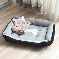 개집 겨울 보온 사계절 공용 겨울 강아지 매트소형 중형 대형 견묘장 애견용품 침대, 블랙그레이+담요, 75*55[J권장25근이내]