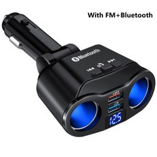 FM 송신기 블루투스 5.0 12V 소켓 담배 라이터 분배기 전원 어댑터 듀얼 USB 4.8A 차량용 충전기 전압 디스플레이, [01] Dual USB With BT, 없음, 1개