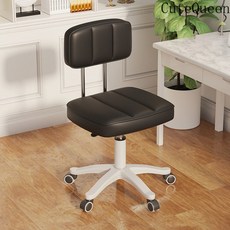 CuteQueen 귀여운여왕 미용실 전용 의자 이용 미용실 네일 의자 회전 상승 등받이 대형 작업의자 홈용 원형 의자, 우아한 블랙 (음소거 휠), [증가 단락] 등받이, 1개
