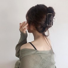 리플라워 자체제작 9cm x 4.5cm 유광 빅 메탈 올림 머리 헤어 집게 핀