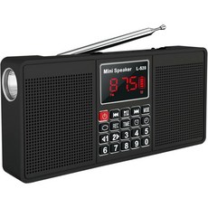 블루투스 스피커가 는 레팅 휴대용 라디오 2 3W 스테레오 AM FM 충전식 배터리 작동 Portabe 알람 시계 플래시라이트 테이프 CAM 라디오회색, Black