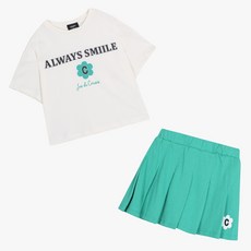 [셀덴 NC불광] 속바지가 있어 활동성이 좋은 상하 치마 세트~ 루즈핏 반팔 티셔츠와 주름 스커트~ 여름 플레이 테니스 세트 EDRT23454