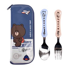 케이스세트-블루 웨이브 아기선물 스텐스푼포크 브라운앤프렌즈 도시락 sunmami*384400228oa, 본상품선택, 1개