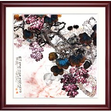감그림 홍시 포도 그림 돈들어오는 복을 부르는 풍수에 좋은 생기 액자, M