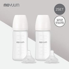 모윰 [모윰] 안심코팅 노꼭지 유리젖병 240ml 2팩 + 젖꼭지(2p), 서포트