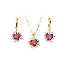 14k하트목걸이귀걸이셋트