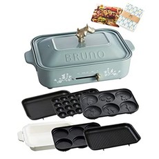  무민주방용품 MOOIN 브루노BOE 059 세라믹 소형 핫플레이트 본체 4종(타코야끼 세라믹 코팅 냄비 평면 팬케이크) 레시피 북 행주포함, 1개 