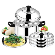 AVIAS Excello Stainless Steel Idly Pot/Cooker/Maker with Idli Plate Induction & Gas Stove Friendly, 8 Idli, 1개