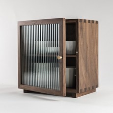 복고풍 찬장 레트로 여닫이 원목 찻장 빈티지 엔틱 모루 유리 그릇장 차 보관함 옛날 카페, 외경 30x20x32