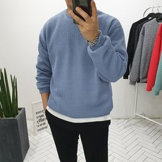 레어 남자 신축성 짱짱 오버핏 골지 니트 맨투맨 티셔츠
