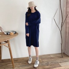 [1+1] 여자 봄 U넥 홈캉스 민무늬원피스 코튼 롱 원피스