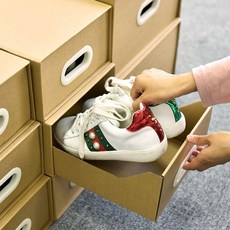 종이수납함 크라프트지 신발장 수납 서랍형 투명종이박스 기숙사 신발장 심플콤비 신발장 수납정리함, 7. 2 여성용 신발, 1개