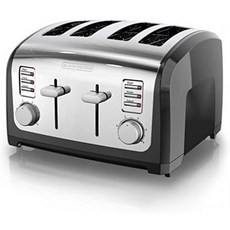 BLACK+DECKER 4-Slice Toaster Stainless Steel T4030, One Color_Silver, One Color_Silver, One Color