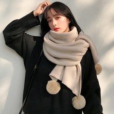 겨울 소녀 목도리 단색 스웨터 카키색