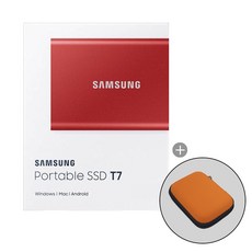 삼성전자 정품인증 T7 1TB 2TB + 파우치(색상 랜덤) 세트, 레드