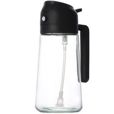 Dpe 오일 스프레이 470ml16온스/470ml 2 in 1 올리브 디스펜서 병 요리 주방 에어 프라이어 샐러드 프라이팬 베이킹 BBQ 유리블랙 핫템 잇템, 1개