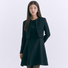 (백화점 정품) 로엠 트위드 미니 원피스_RMOWE4CS51 926624, (19)Black, L(091)