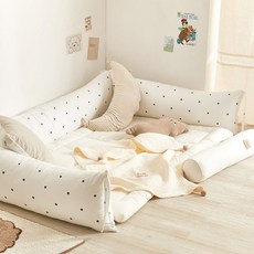 쉬즈홈 크림 순면 범퍼쿠션 37x150 솜포함, 화이트
