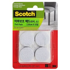 3M 마루보호 패드 흰색 원형소형 12입 (의자발 발커버 쇼파 식탁의자 테이블 가구보호 소음방지 마루보호 바닥캡, 12개