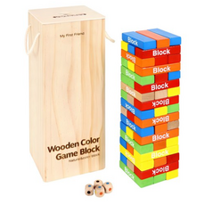 토도리브로 원목 칼라 블록 젠가 게임, MIX COLOR, 1개