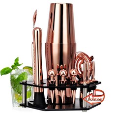 MIXOLOGY 스테인레스 조각 세트 키트 스틸 보스턴 도구 바텐더 셰이 칵테일 750ML 14, Rose gold Boston, 1개