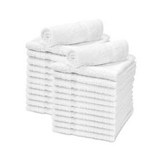 SOFT TEXTILES 면 수건 세트 - 100% 링 스펀 세탁 천 프리미엄 품질 플란넬 페이스 흡수성이 뛰어나고 부드러운 느낌의 핑거팁 타월 12팩 흰색, 12