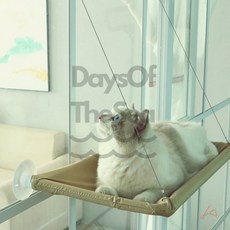 고양이 창문 침대 해먹 냥이침대 애묘용품 고양이부착스크래쳐 고양이장난감거치대, 아이보리, 1개