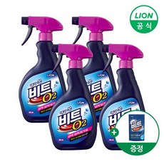 (etv) 비트 O2 강력얼룩제거제 스프레이 500ml X 4개+비트 겸용300g 제공, 4개