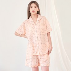 도씨 여성용 체리 반팔 카라 잠옷 세트 D9952