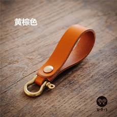 자동차키홀더 수공업 열쇠고리 트림피 남녀 순동 말굽모양고리 빈티지 심플 베지터블가죽 허리고리장식, T02-브라운색