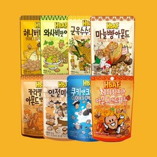 HBAF 바프 길림양행 허니버터 아몬드 40g 8종세트 (허니2+와사비2+군옥수수2+마늘빵+카라멜), 8종(허+와+군+마+카+쿠+인+체)