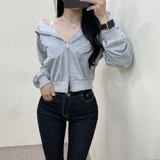 VANANA2 여성 쭈리 무지 투웨이 박시 오버핏 스트링 양지퍼 긴팔 후드집업