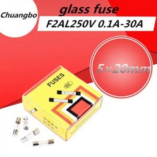 퓨즈 휴즈 블로우 유리관 F2AL250V 4A 5A 6A 6.3A 7A 8A 10A 12A 15A 20A 25A 30A 1 박스 100 개 5x20mm, [03] 6A