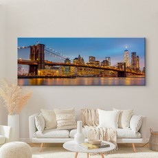  더 아트컴퍼니 세계 여행 명소 도시 인테리어 해외 국내 풍경 사진 거실 풍수 그림 캔버스 와이드 액자 74종 (51-74번), 53. 뉴욕 브루클린 브릿지 