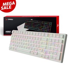 TAIDU 타이두 98키 K850 교체축 RGB 게이밍 기계식 키보드 적축, 화이트