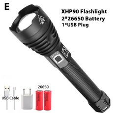2020 최신 300000lm 강력한 XHP90.2 LED 손전등 줌 토치 XHP70 USB 충전식 방수 램프 사용 18650 26650 캠, 05 E-XHP90_01 China