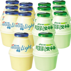 빙그레 바나나우유 혼합2종(바나나맛라이트 and 메로나맛), 7세트, 480ml