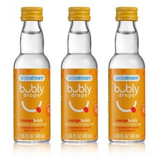 SodaStream - 스파클링 워터용 Bubly 과일 드롭 | 천연 과일 맛 | 제로 칼로리 감미료 없음 | 소다스트림으로 나만의 버블리 만들기 | 버라이어티 팩 버리 오리지, Mango_1.36 Fl Oz (Pack of 3), 40ml, 1개