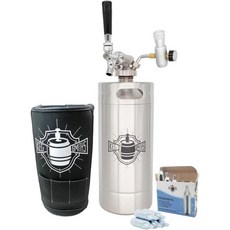 디스펜서 크림맥주 맥주 니트로 케그 시스템 키트 | 128oz 스테인리스 가압 미니 그롤러 휴대용 디스펜서는 생맥주 홈브루 수제맥주 쿨러 재킷 5팩 나사 카트리지, 디스펜서 크림맥주 맥주 니트로 케그 시스템 키트 | 1