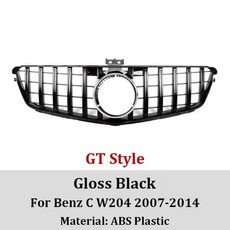 메르세데스 벤츠 호환 C 클래스 W204 C180 C200 C300 C350 20072014 용 프론트 범퍼 그릴 GT 다이아몬드 AMG 스타일 자동차 액세서리, [01] GT Gloss Black, 1개