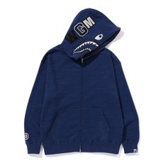 A BATHING APE 베이프 남성 데일리 캐주얼 상의 인디고 샤크 풀집 후디