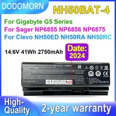 DODOMORN NH50BAT-4 노트북 배터리 기가바이트 G5 시리즈 KC GD Sager NP6855 NP6856 NP6875 Clevo NH50ED NH50RA 14.6V 4, 1개