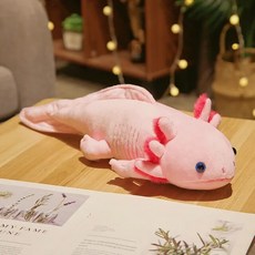 아홀로틀 귀여운 Ambystoma Mexicanum Axolotl 플러시 장난감 실물 같은 봉제 시뮬레이션 도롱더 동물 인형 카와이 이를위한 생일 선물