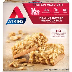 앳킨스 프로틴바 땅콩버터 그래놀라 단백질바 5개입, 240g, 1개