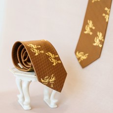 금박 넥타이 - 쌍학문 순금박 실크 넥타이