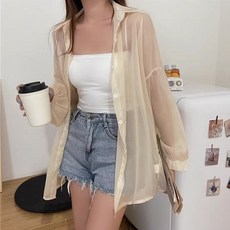버킷웨어 시스루 루즈핏 셔츠 블라우스