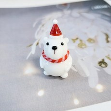 유리 미니어쳐 빨간 목도리 폴라베어