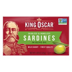 King Oscar 올리브 오일에 절인 정어리 껍질 가시 제거 125g(4.38oz)